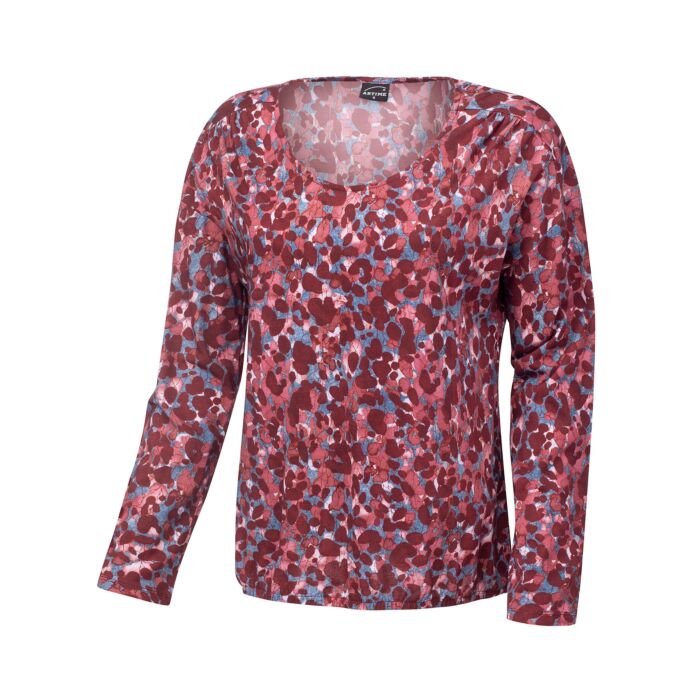 Langarmshirt Damen Allover-Print mit Modal, bordeaux, XL von Artime