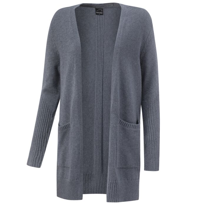 Longcardigan mit Ripp-Effekt, graublau meliert von Artime