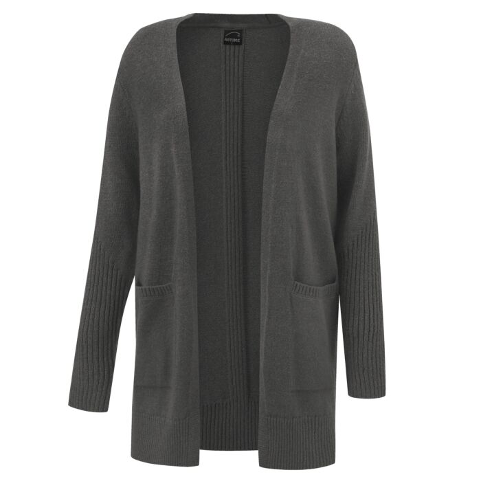 Longcardigan mit Ripp-Effekt, anthrazit meliert von Artime