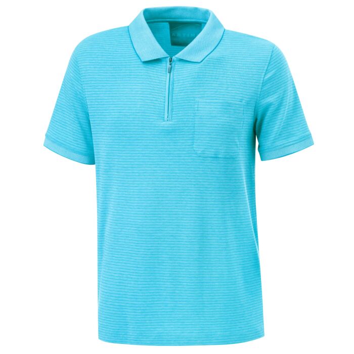 Poloshirt Herren mit Reissverschluss, aqua blau von Artime