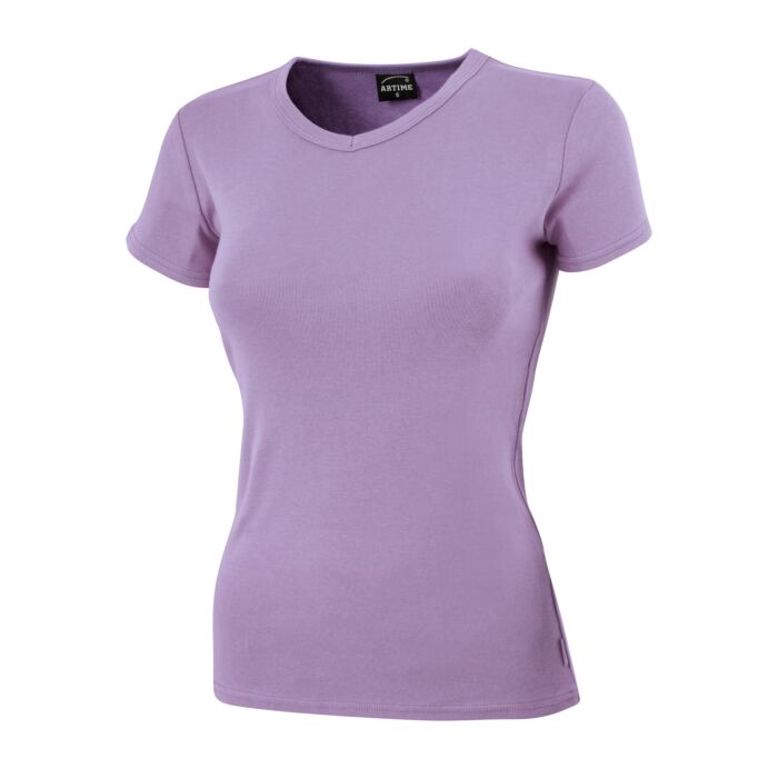 Schlichtes V-Neck Damen T-Shirt, lila, XXL von Artime