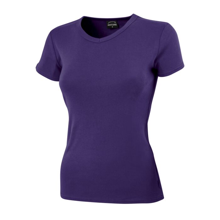 Schlichtes V-Neck Damen T-Shirt, violett, XL von Artime