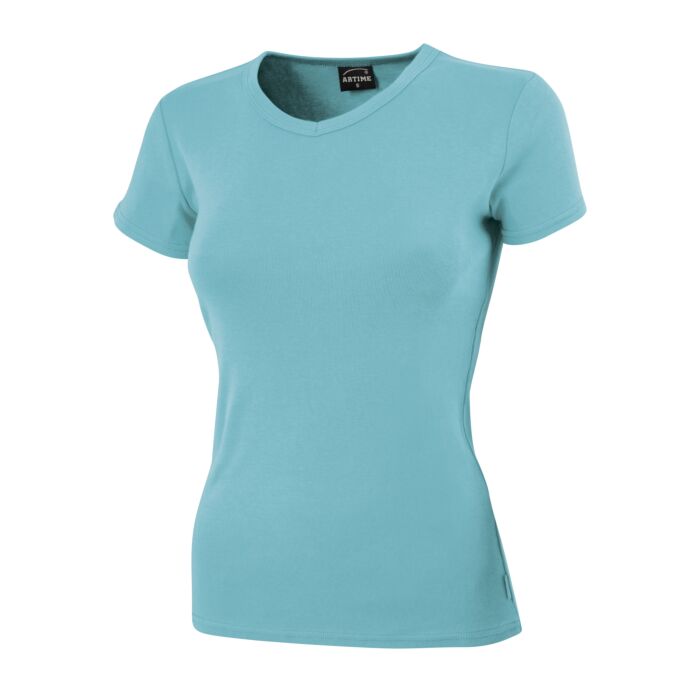 Schlichtes V-Neck Damen T-Shirt, türkis von Artime