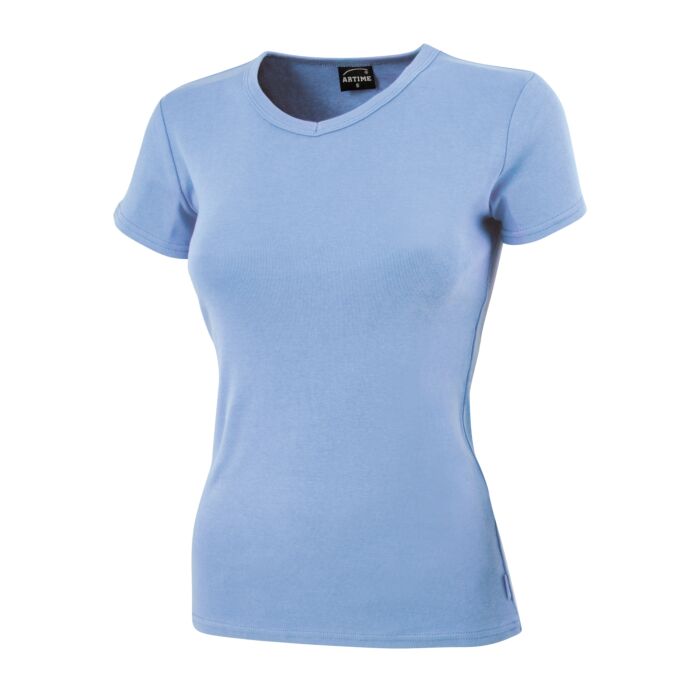 Schlichtes V-Neck Damen T-Shirt, eisblau, XL von Artime