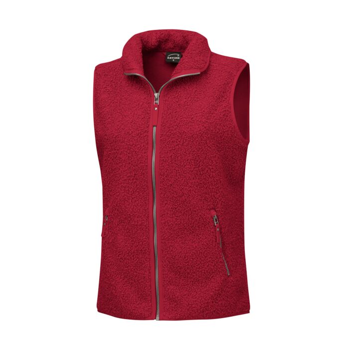 Sherpa Fleece Gilet Damen wärmende Qualität, weinrot, XL von Artime