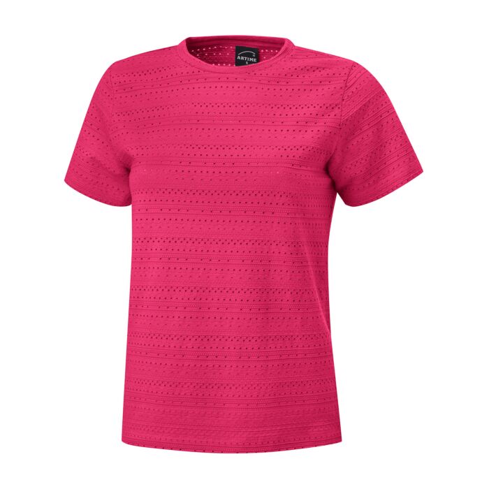 Sommerliches Damen-T-Shirt mit Ajourmuster, pink von Artime