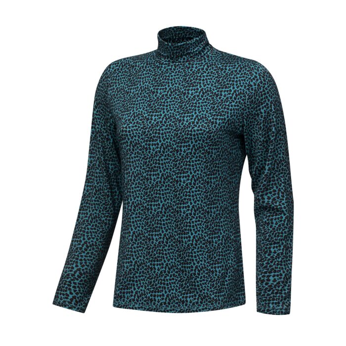 Stretch Rollkragenshirt Damen Animal-Print, smaragd von Artime