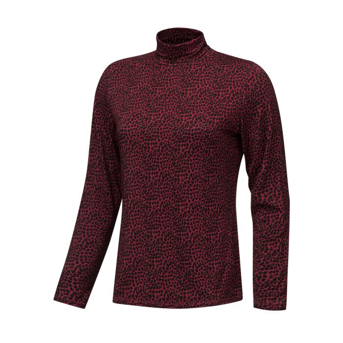 Stretch Rollkragenshirt Damen Animal-Print, weinrot, XS von Artime