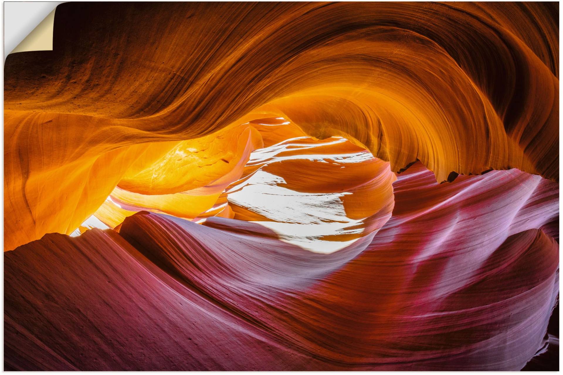 Artland Alu-Dibond-Druck »Antelope Canyon in den USA«, Felsen, (1 St.), für Innen- und Aussenbereich geeignet, Outdoorbild von Artland