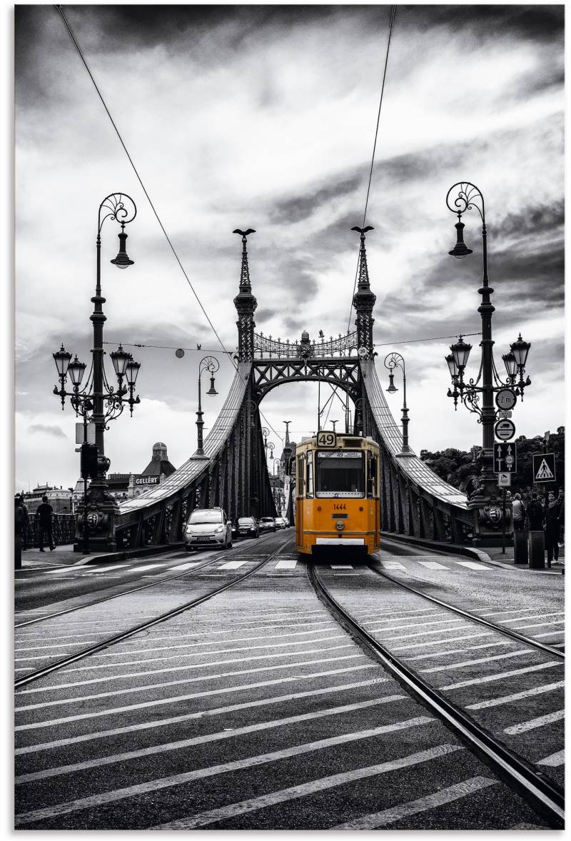 Artland Alu-Dibond-Druck »Budapest Freiheitsbrücke Strassenbahn«, Zugbilder, (1 St.), für Innen- und Aussenbereich geeignet, Outdoorbild von Artland