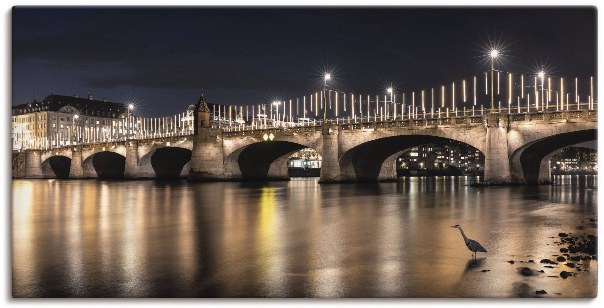 Artland Alu-Dibond-Druck »Die Mittlere Rheinbrücke«, Brücken, (1 St.), für Innen- und Aussenbereich geeignet, Outdoorbild von Artland