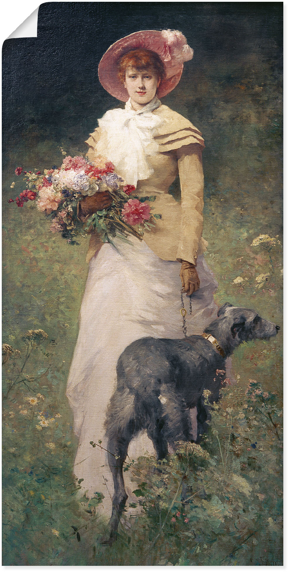 Artland Alu-Dibond-Druck »Frau mit Hund«, Portrait, (1 St.), für Innen- und Aussenbereich geeignet, Outdoorbild von Artland