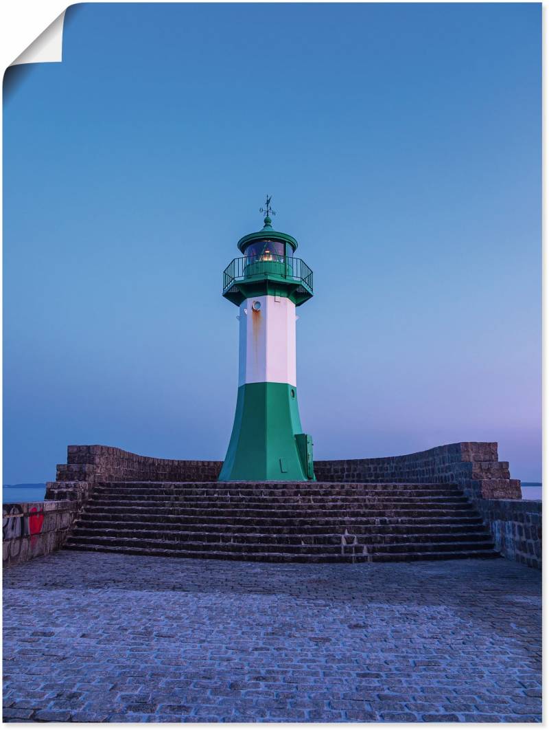 Artland Alu-Dibond-Druck »Leuchtturm auf der Mole von Sassnitz«, Gebäude, (1 St.), für Innen- und Aussenbereich geeignet, Outdoorbild von Artland