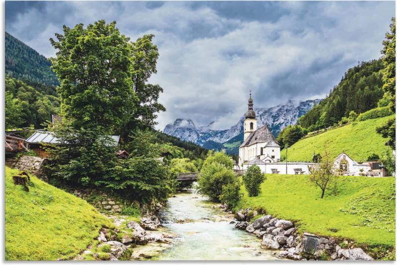 Artland Alu-Dibond-Druck »Pfarrkirche St. Sebastian Ramsau I«, Gewässer, (1 St.), auf Keilrahmen gespannt von Artland