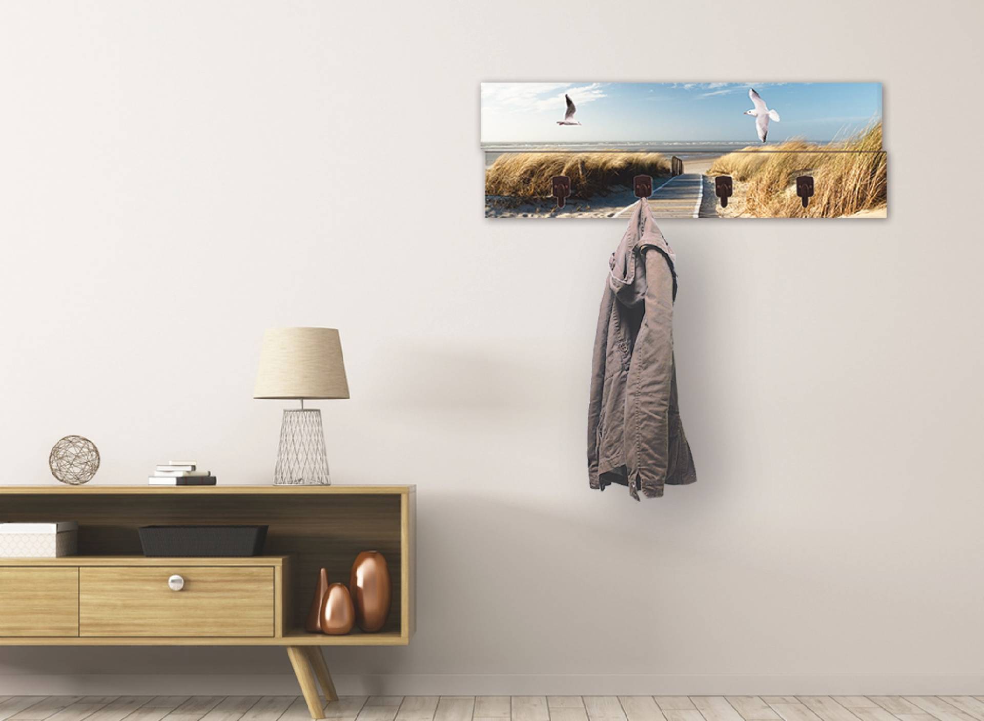 Artland Garderobenleiste »Nordseestrand auf Langeoog mit Möwen«, teilmontiert Artland Garderobenleiste »Nordseestrand auf Langeoog mit Möwen«, teilmontiert von Artland