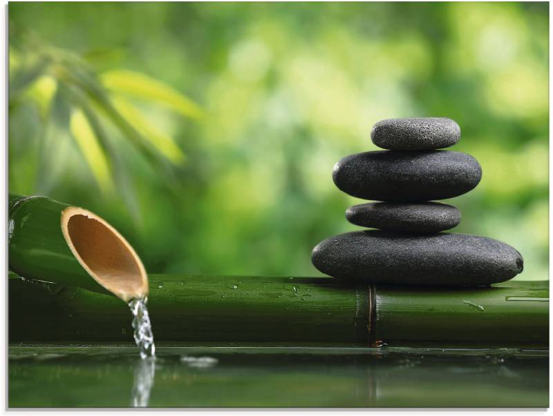 Artland Glasbild »Bambusbrunnen und Zen-Stein«, Zen, (1 St.), in verschiedenen Grössen von Artland