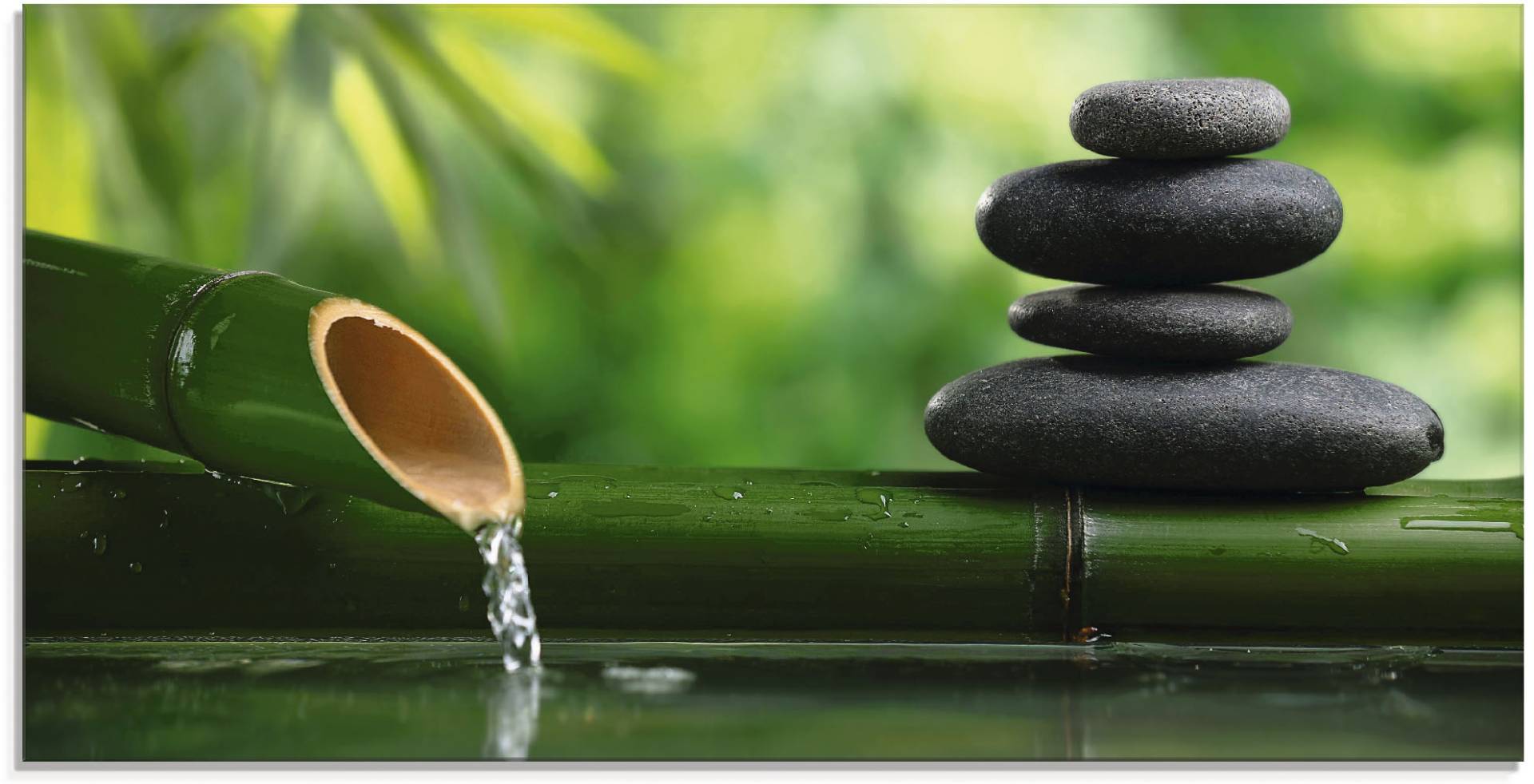 Artland Glasbild »Bambusbrunnen und Zen-Stein«, Zen, (1 St.), in verschiedenen Grössen von Artland