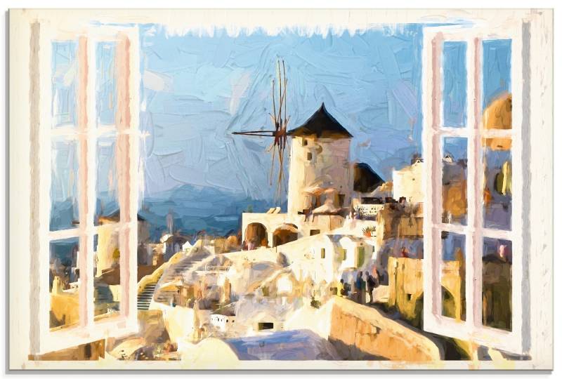 Artland Glasbild »Blick durch das Fenster auf Santorin«, Fensterblick, (1 St.), in verschiedenen Grössen von Artland