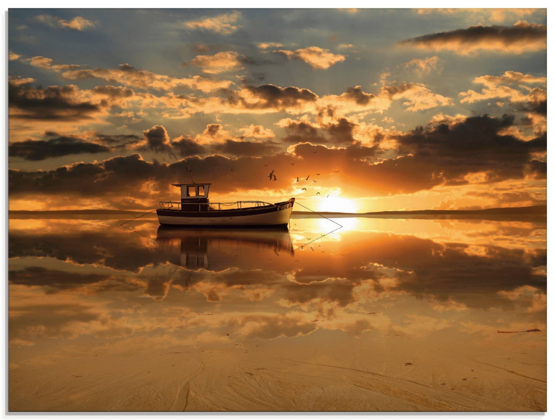 Artland Glasbild »Das Fischerboot im Sonnenuntergang«, Boote & Schiffe, (1 St.), in verschiedenen Grössen von Artland