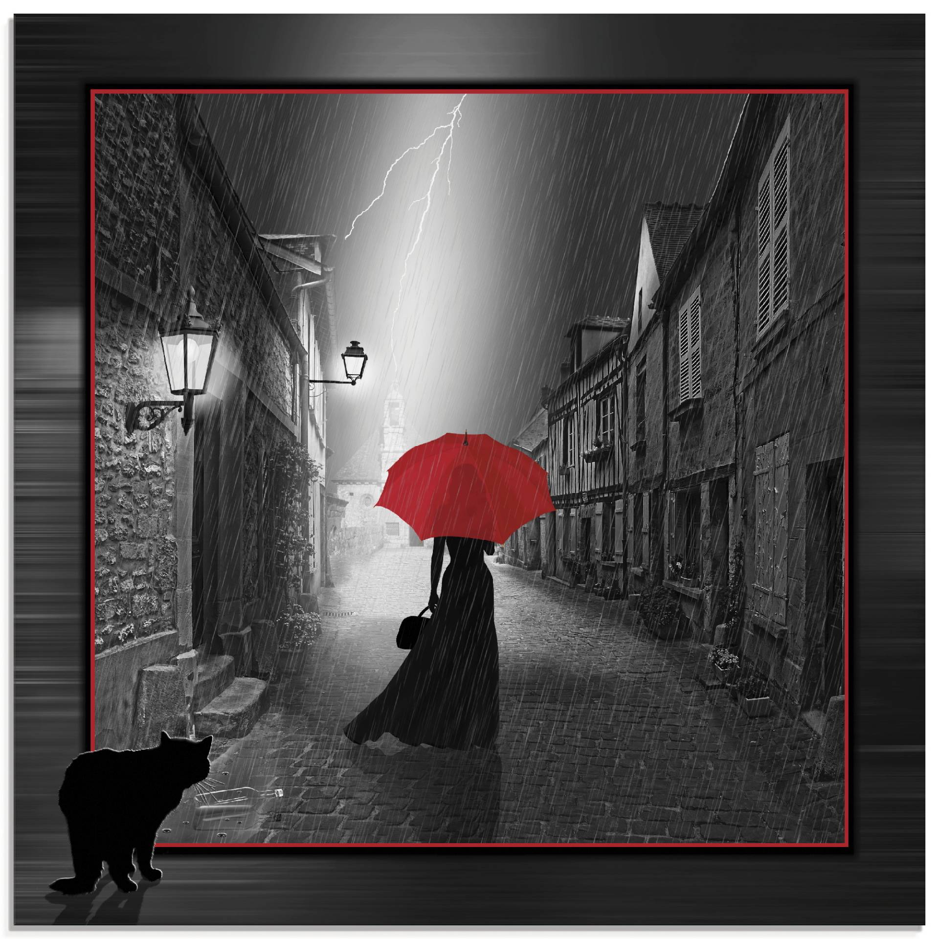 Artland Glasbild »Die Frau mit dem roten Schirm 2«, Frau, (1 St.), in verschiedenen Grössen von Artland