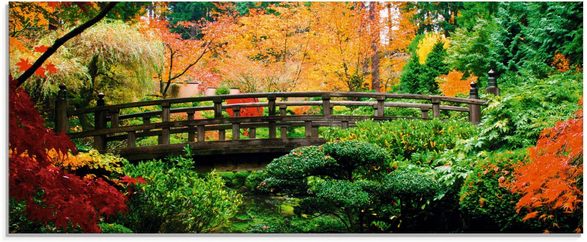 Artland Glasbild »Eine Brücke im japanischen Garten«, Brücken, (1 St.), in verschiedenen Grössen von Artland