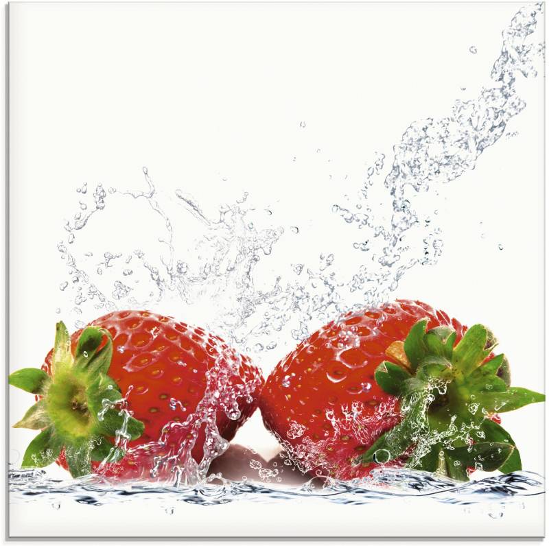 Artland Glasbild »Erdbeeren mit Spritzwasser«, Lebensmittel, (1 St.), in verschiedenen Grössen von Artland