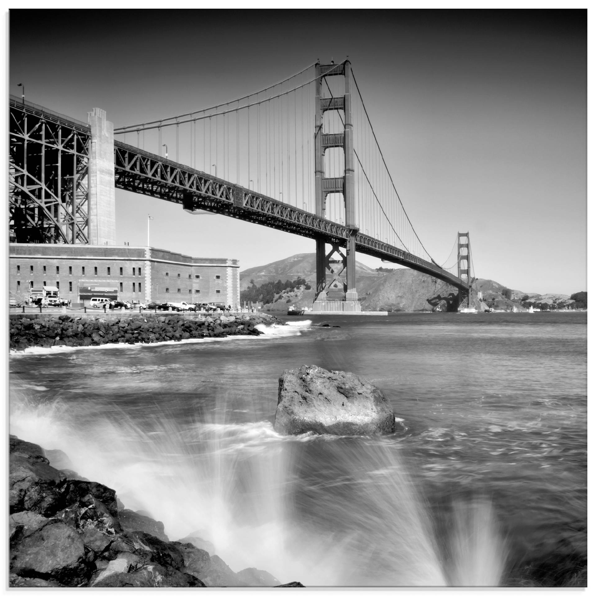 Artland Glasbild »Golden Gate Bridge mit Brandung«, Amerika, (1 St.), in verschiedenen Grössen von Artland