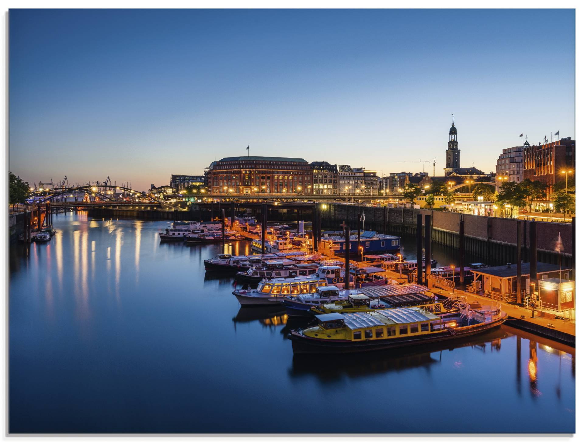 Artland Glasbild »Hamburg Hafen Panorama mit Michel«, Deutschland, (1 St.), in verschiedenen Grössen von Artland