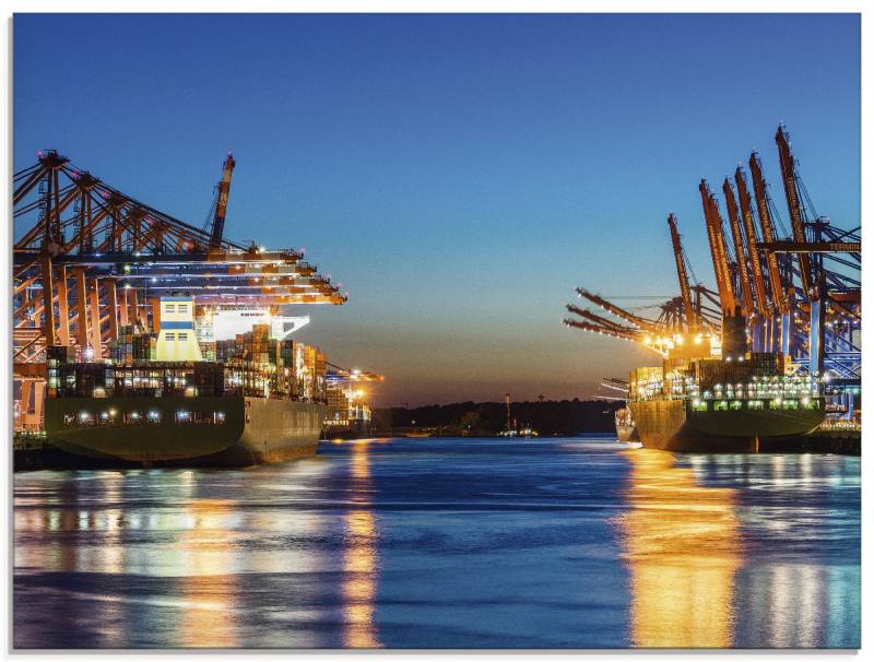 Artland Glasbild »Hamburg Hafen am Abend 2«, Deutschland, (1 St.), in verschiedenen Grössen von Artland