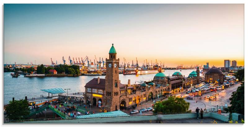 Artland Glasbild »Hamburg Hafen und Landungsbrücken«, Deutschland, (1 St.), in verschiedenen Grössen von Artland