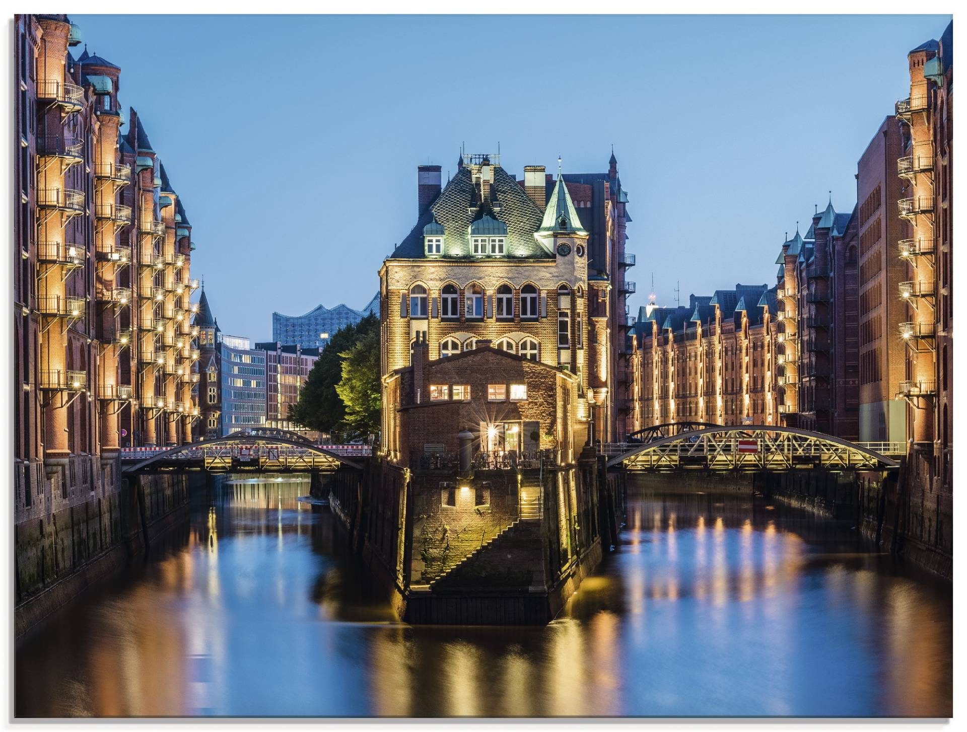 Artland Glasbild »Hamburg Wasserschloss in Speicherstadt 2«, Gebäude, (1 St.), in verschiedenen Grössen von Artland