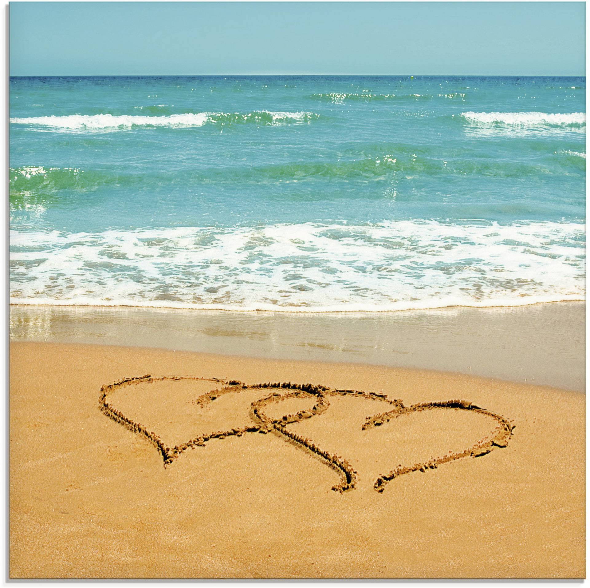 Artland Glasbild »Herzen im Sand«, Strand, (1 St.), in verschiedenen Grössen von Artland