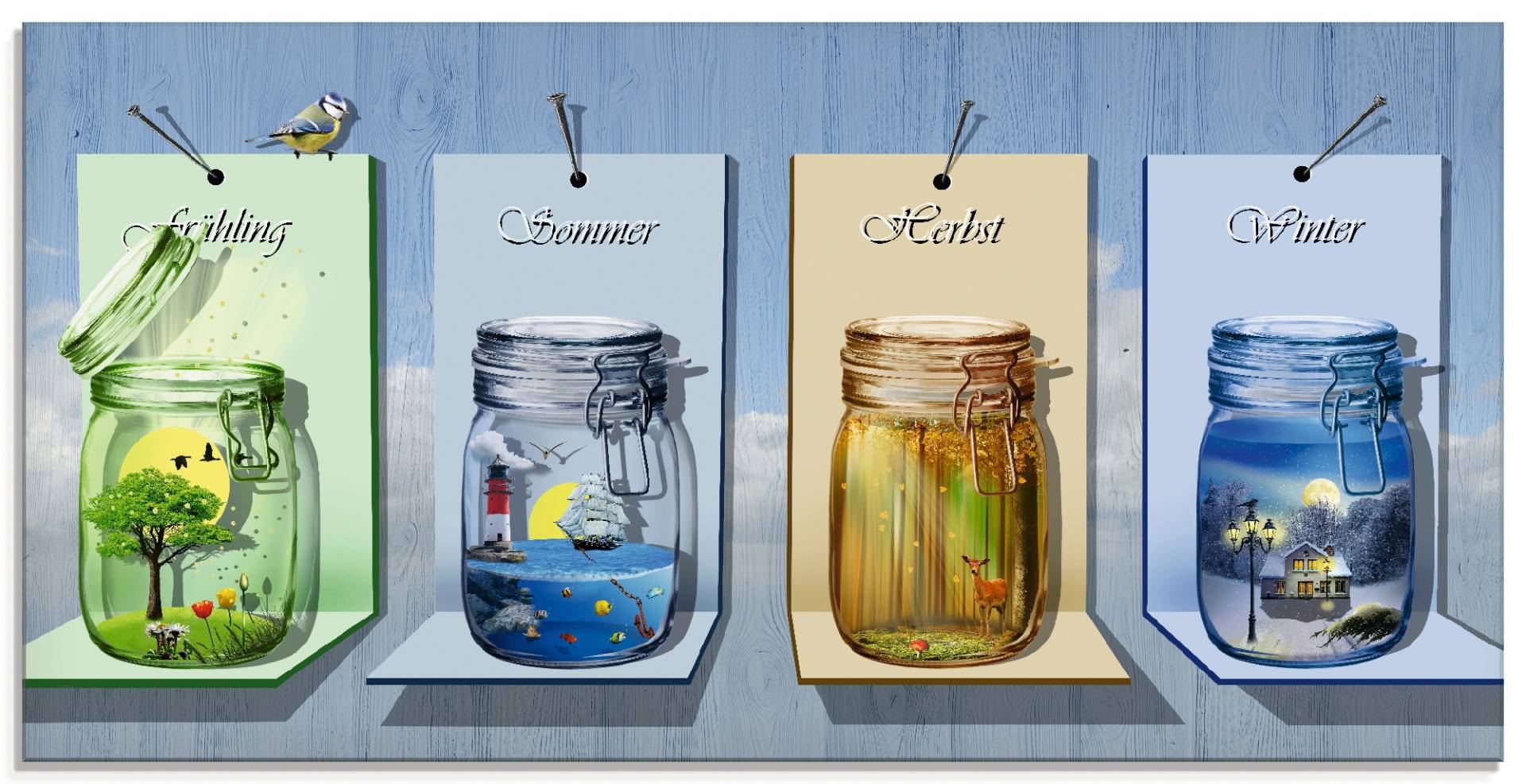 Artland Glasbild »Jahreszeiten in Gläsern«, Vier Jahreszeiten, (1 St.), in verschiedenen Grössen von Artland
