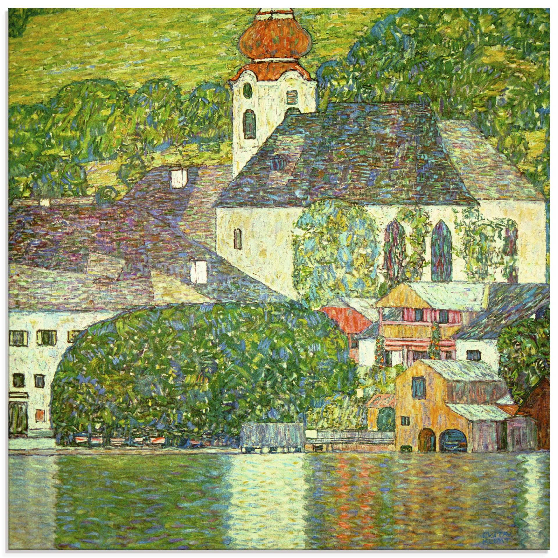 Artland Glasbild »Kirche in Unterach am Attersee. (D.198)«, Gebäude, (1 St.), in verschiedenen Grössen von Artland