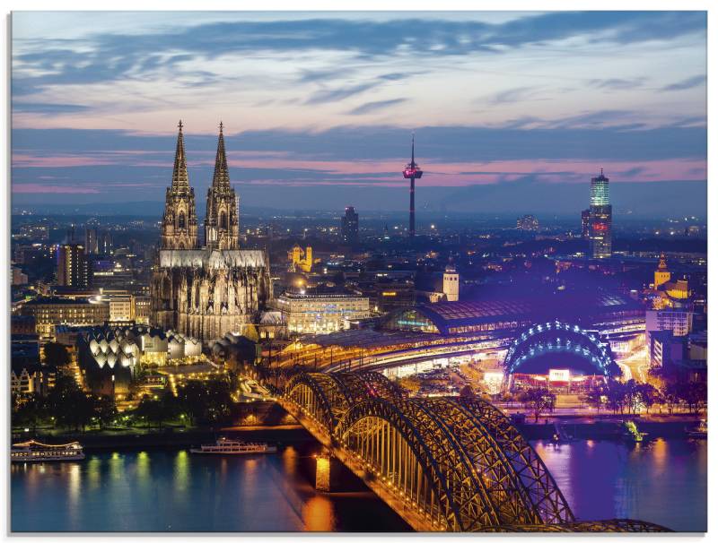 Artland Glasbild »Köln Panorama am Abend«, Deutschland, (1 St.), in verschiedenen Grössen von Artland