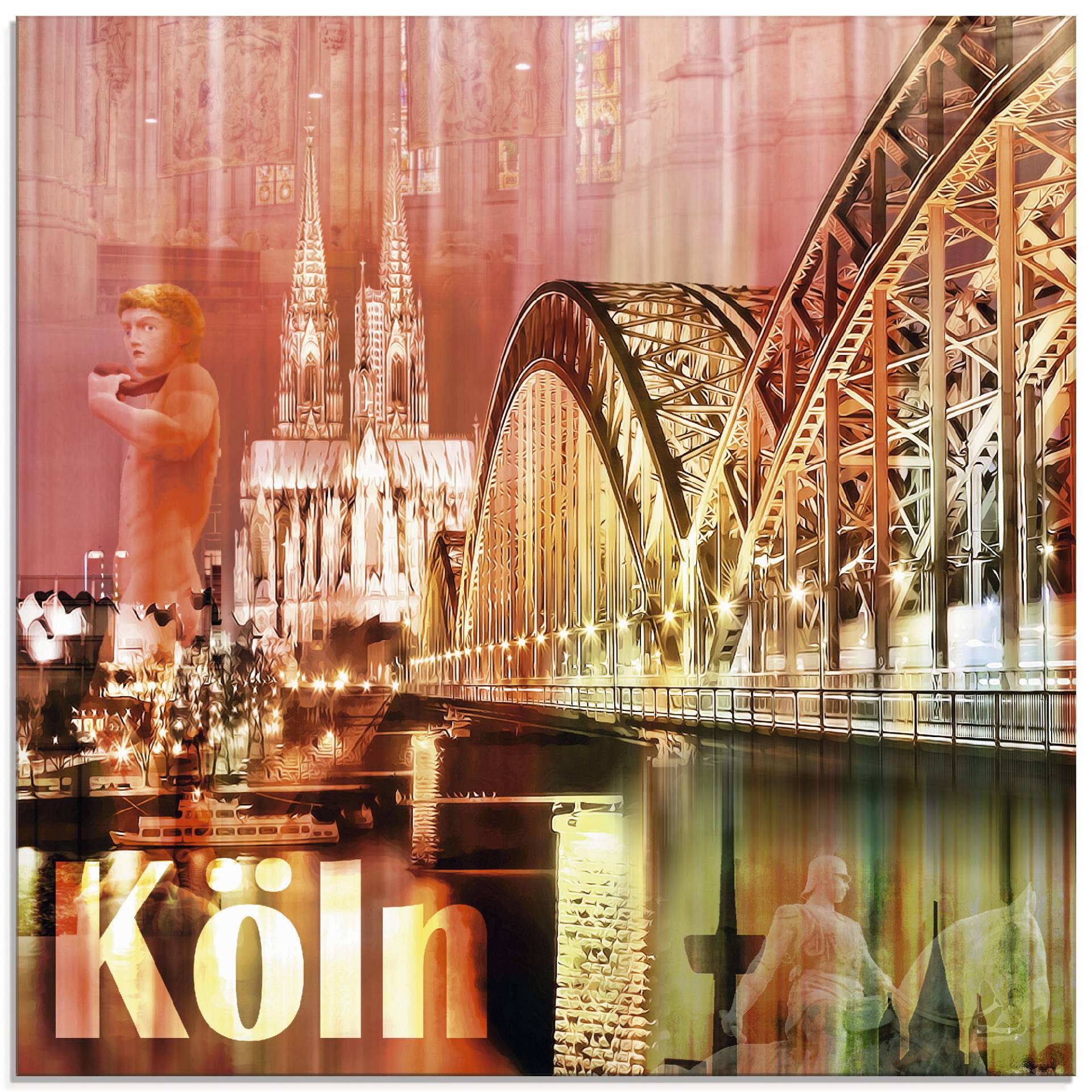 Artland Glasbild »Köln Skyline Abstrakte Collage«, Gebäude, (1 St.), in verschiedenen Grössen von Artland