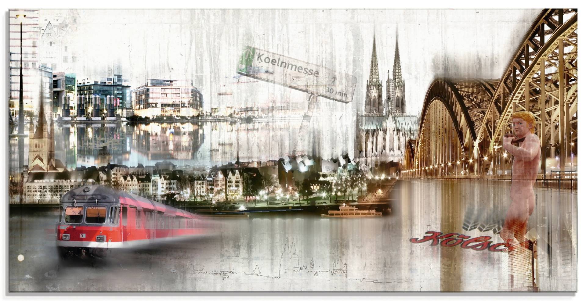 Artland Glasbild »Köln Skyline Collage I«, Deutschland, (1 St.), in verschiedenen Grössen von Artland