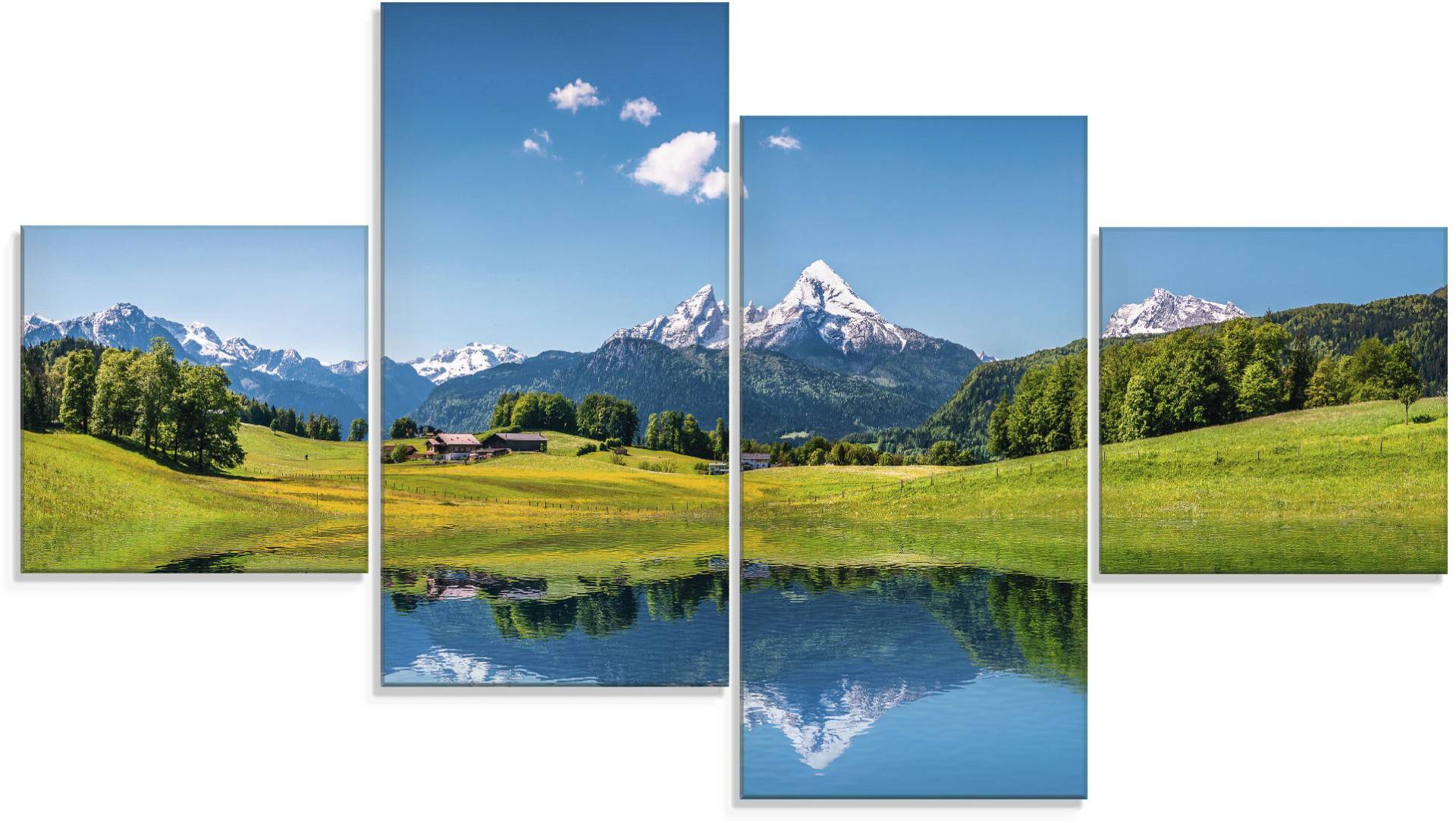 Artland Glasbild »Landschaft in den Alpen«, Berge, (4 St.), in verschiedenen Grössen von Artland