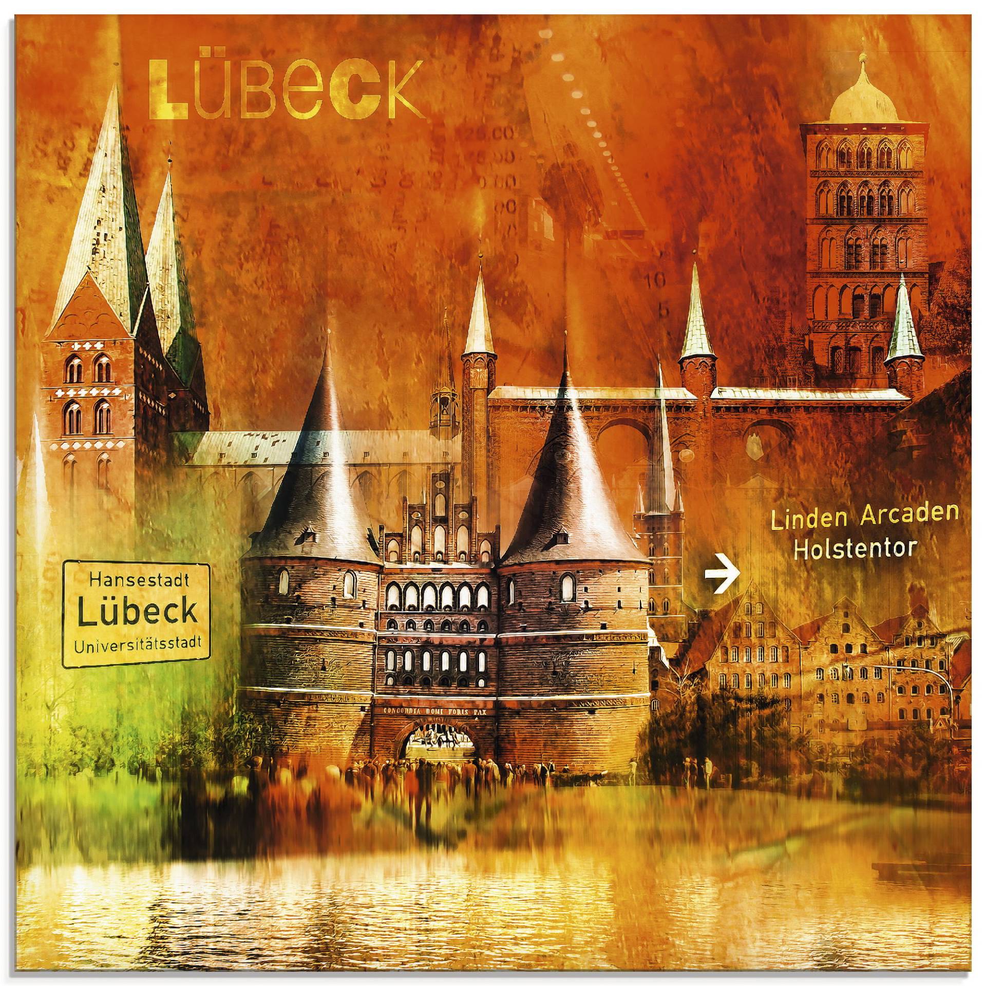 Artland Glasbild »Lübeck Hansestadt Collage 04«, Architektonische Elemente, (1 St.), in verschiedenen Grössen Artland Glasbild »Lübeck Hansestadt Collage 04«, Architektonische Elemente, (1 St.), in verschiedenen Grössen von Artland