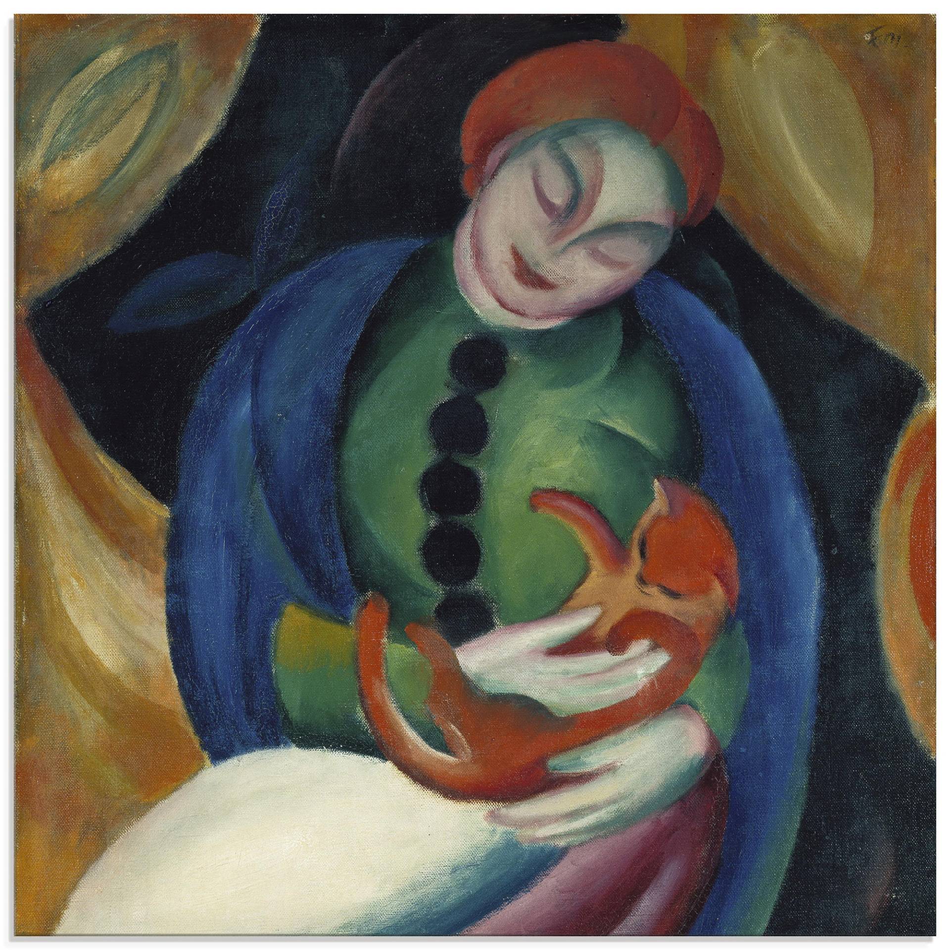 Artland Glasbild »Mädchen mit Katze II. 1912«, Frau, (1 St.), in verschiedenen Grössen von Artland