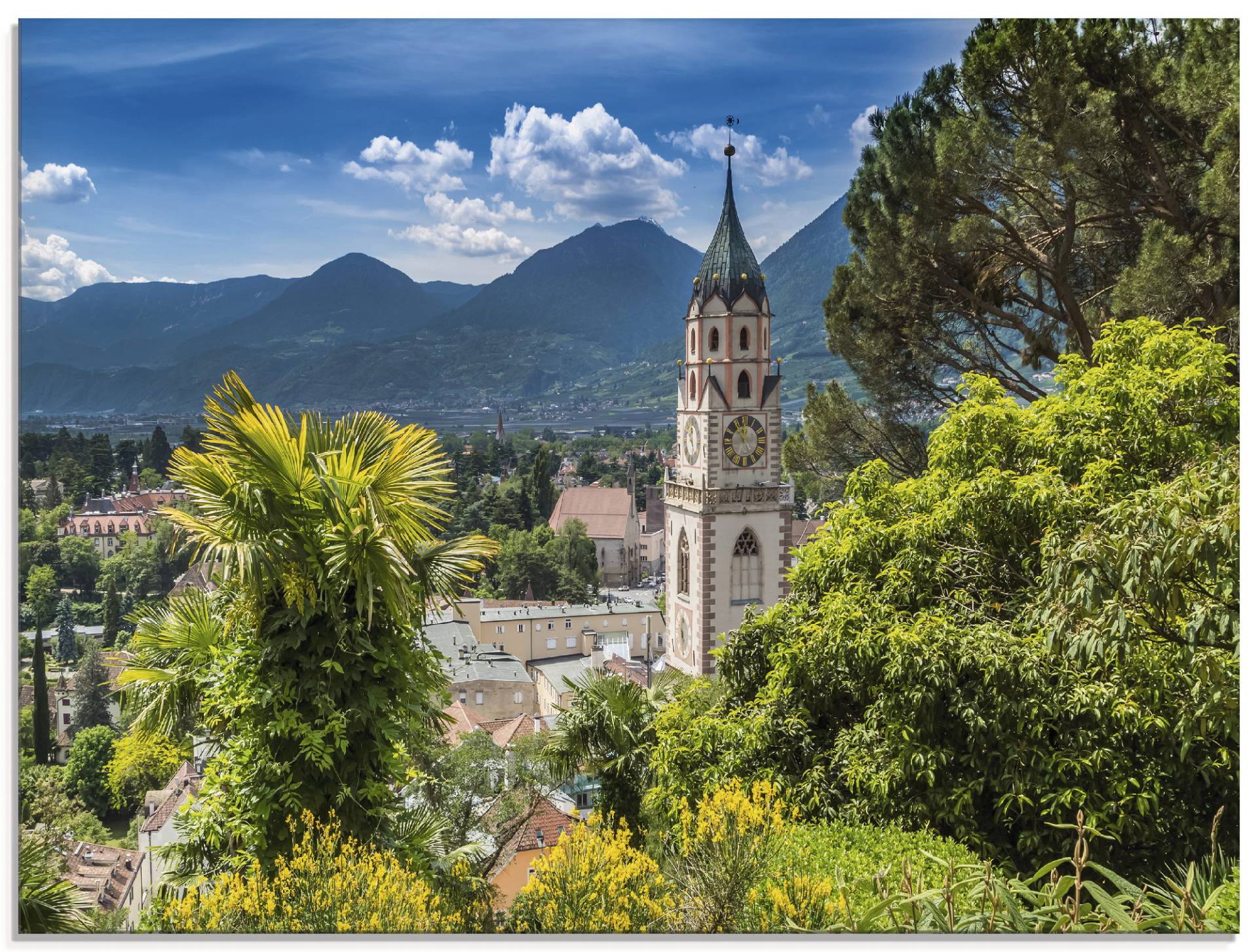 Artland Glasbild »Meran Idyllischer Blick über die Stadt«, Europa, (1 St.), in verschiedenen Grössen von Artland