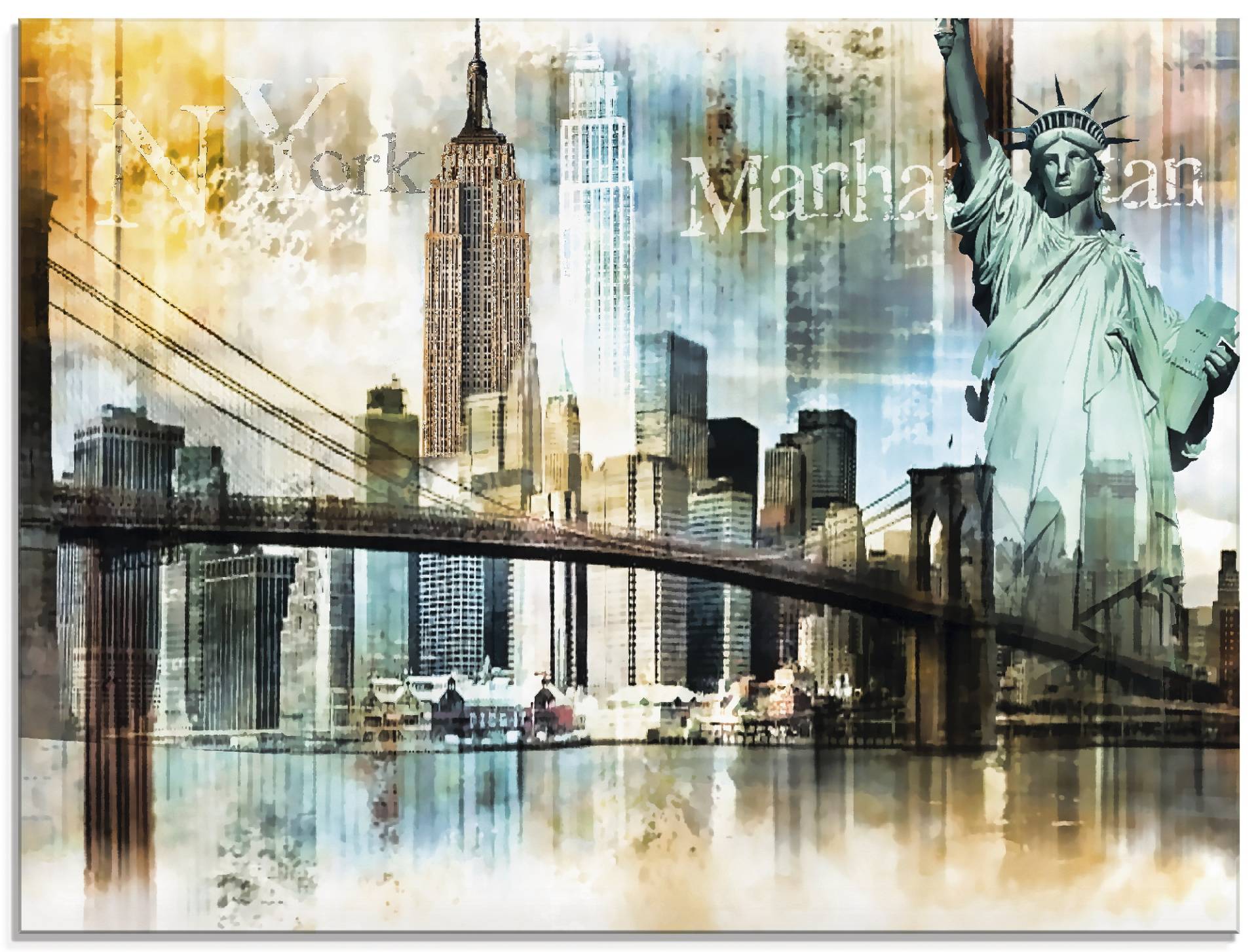 Artland Glasbild »New York Skyline Abstrakte Collage II«, Amerika, (1 St.), in verschiedenen Grössen von Artland