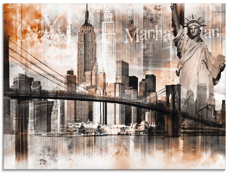 Artland Glasbild »New York Skyline Collage V«, Amerika, (1 St.), in verschiedenen Grössen von Artland