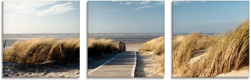 Artland Glasbild »Nordseestrand auf Langeoog - Steg«, Strand, (3 St.), in verschiedenen Grössen von Artland