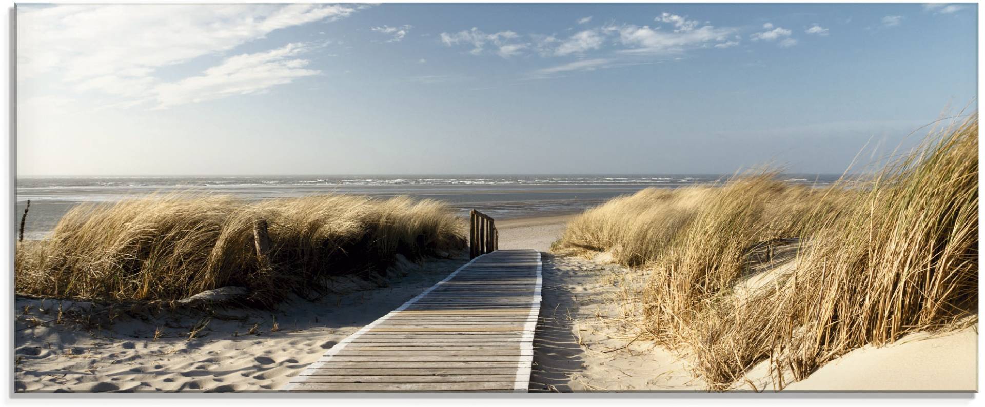 Artland Glasbild »Nordseestrand auf Langeoog - Steg«, Strand, (1 St.), in verschiedenen Grössen von Artland