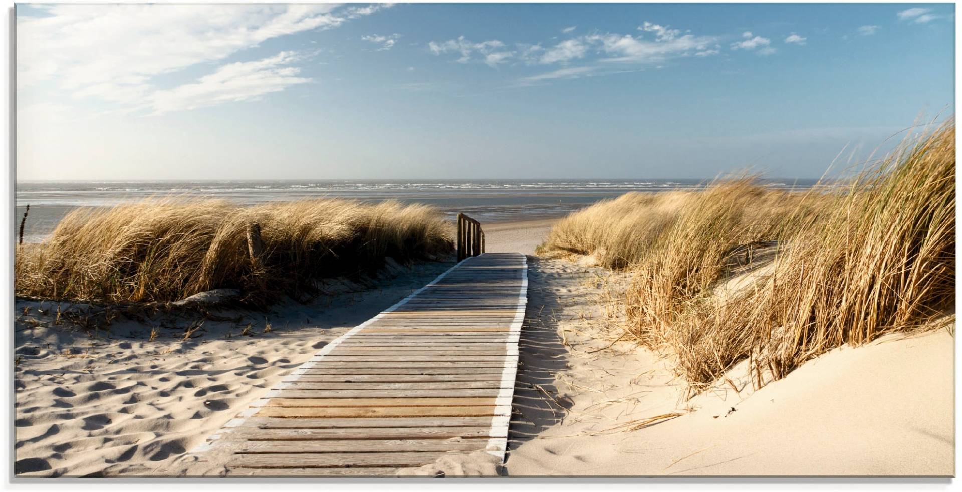 Artland Glasbild »Nordseestrand auf Langeoog - Steg«, Strand, (1 St.), in verschiedenen Grössen von Artland