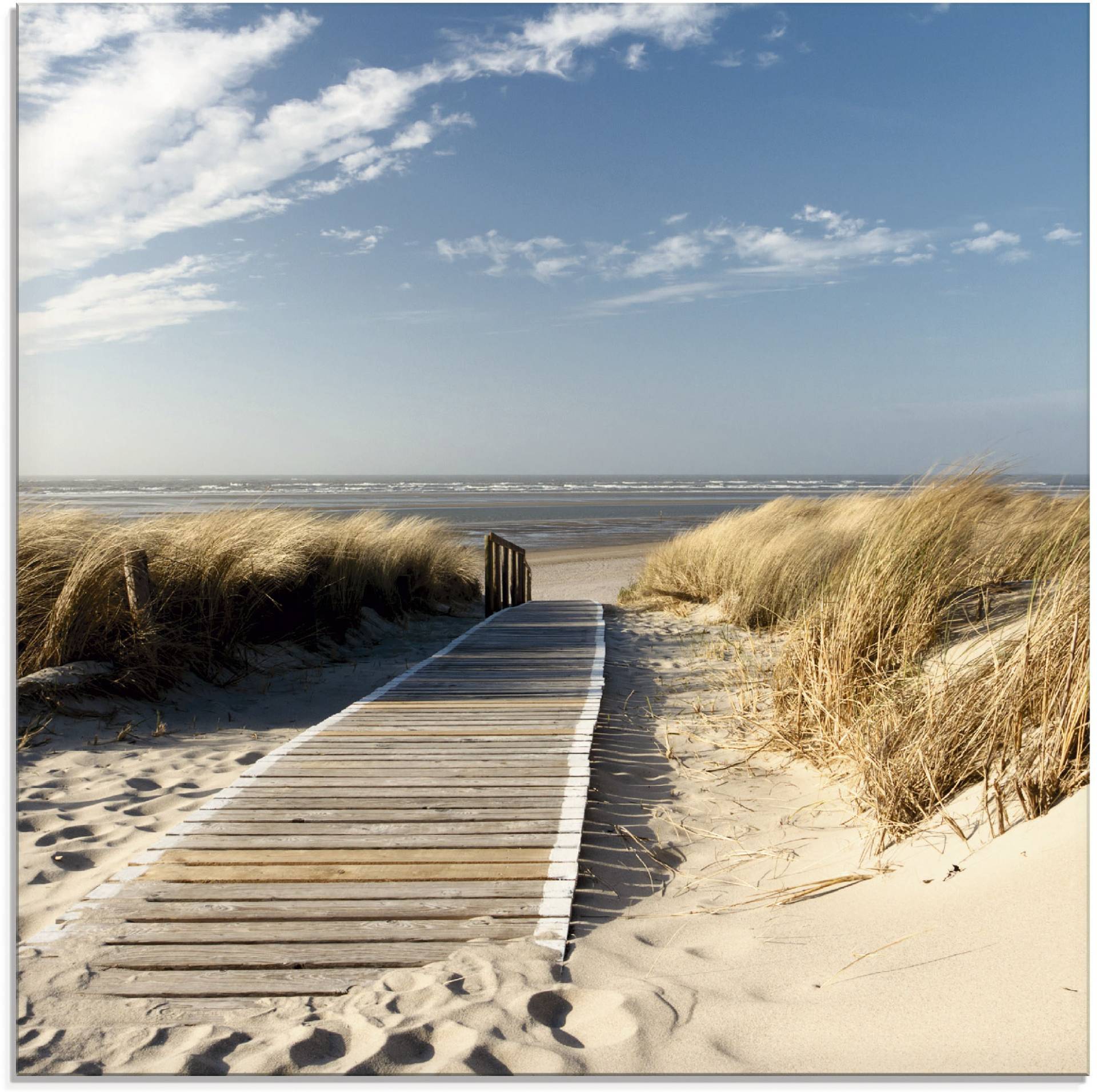 Artland Glasbild »Nordseestrand auf Langeoog - Steg«, Strand, (1 St.), in verschiedenen Grössen von Artland