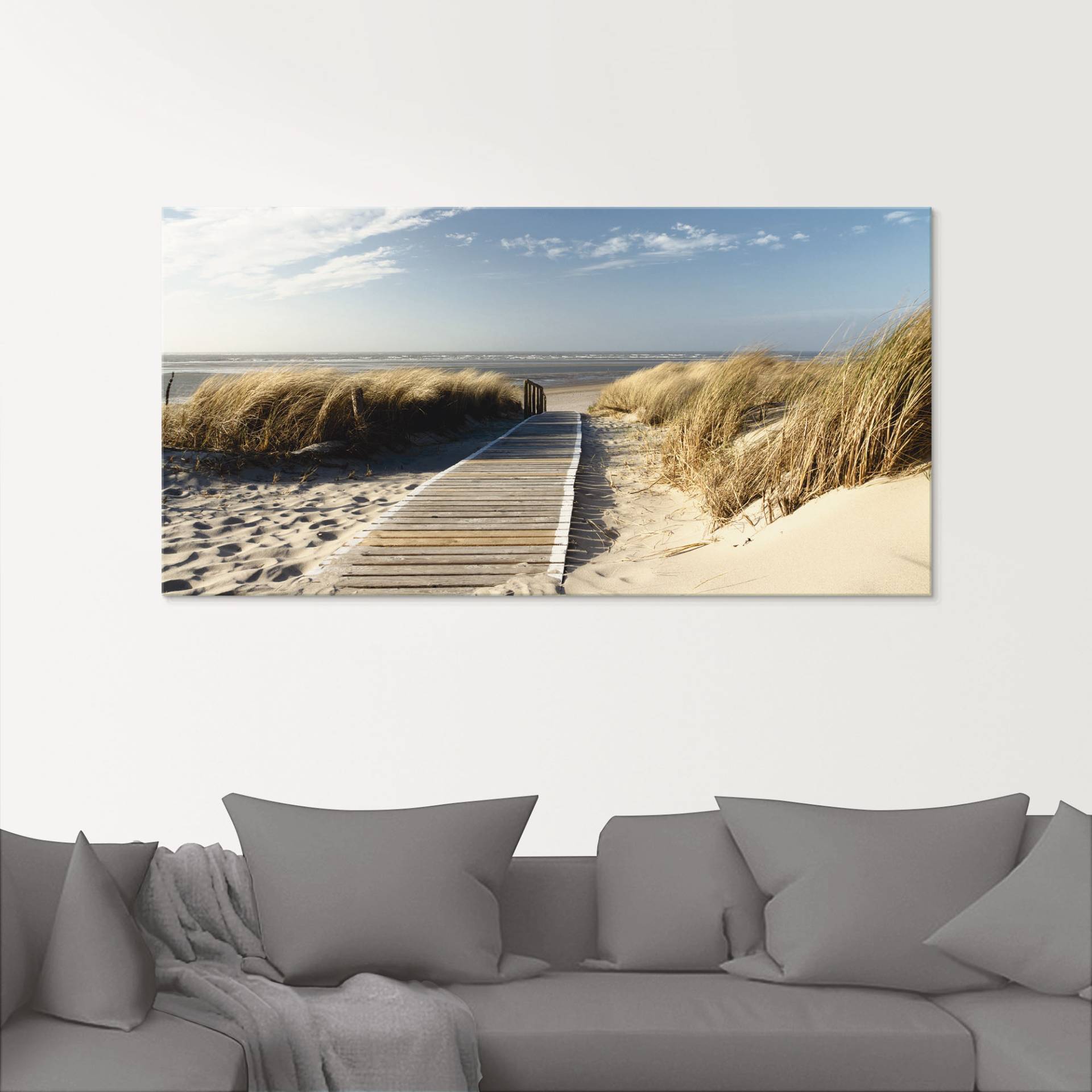 Artland Glasbild »Nordseestrand auf Langeoog - Steg«, Strand, (1 St.), in verschiedenen Grössen von Artland