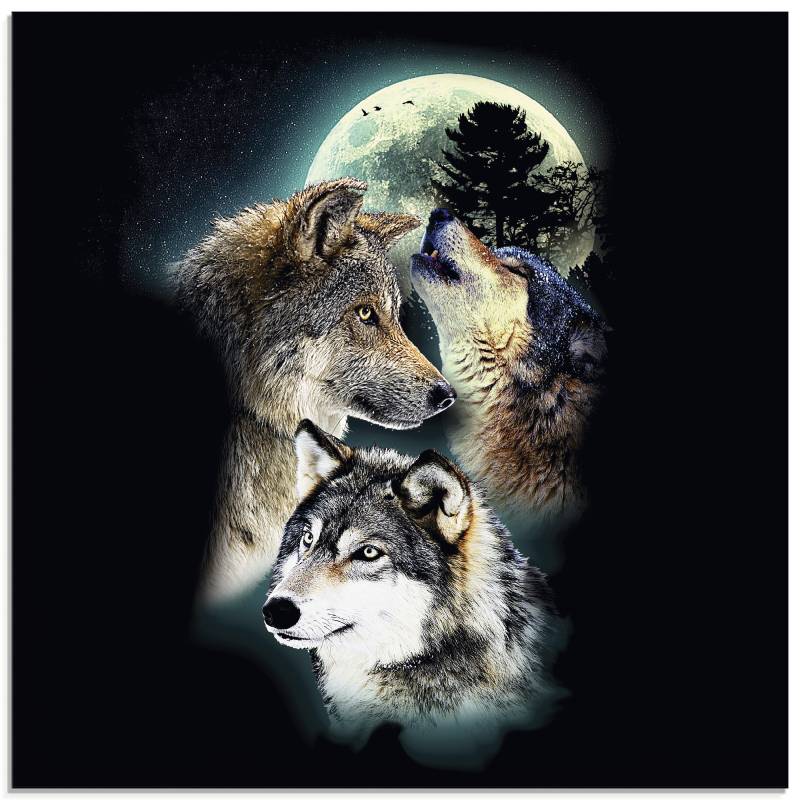 Artland Glasbild »Phantasie Wolf Wölfe mit Mond«, Wildtiere, (1 St.), in verschiedenen Grössen von Artland