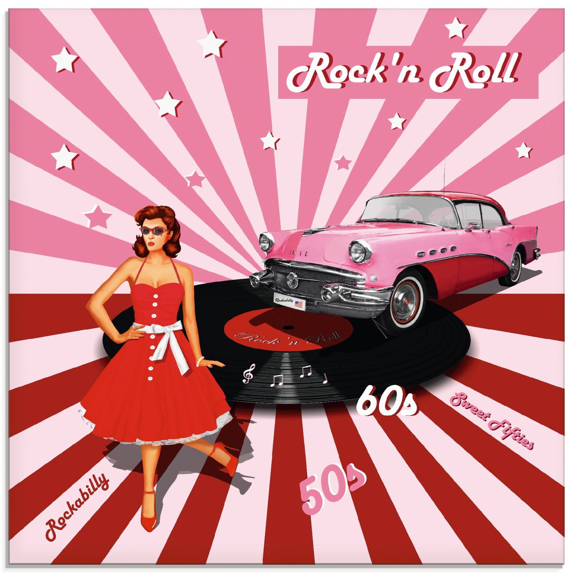 Artland Glasbild »Rock'n Roll die 50er Jahre«, Auto, (1 St.), in verschiedenen Grössen von Artland